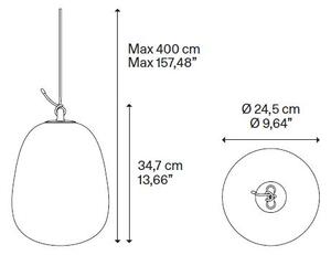 Lodes 21813 0027 Obló large, závěs z čirého foukaného skla, 1x7W LED 2700K, Ø24,5x34,7cm