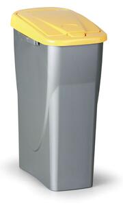 Plastový odpadkový koš s víkem 40 L, žluté víko