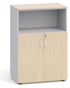 Kancelářská skříň kombinovaná, 1087x800x420 mm, šedá / bříza