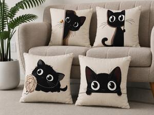 XPOSE® Set povlaků na polštář HRAVÉ KOČIČKY 43x43 cm - set 4ks