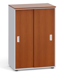 Kancelářská skříň zasouvací dveře, 1087 x 800 x 420 mm, šedá / třešeň