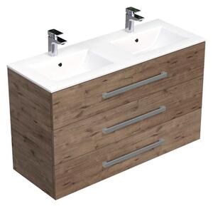 Koupelnová skříňka s umyvadlem SAT Cube Way 120x76,5x46 cm dub Wellington mat CUBE461203DWMOD