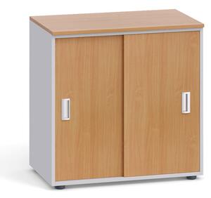 Kancelářská skříň se zasouvacími dveřmi, 740x800x420 mm, šedá / buk