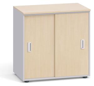 Kancelářská skříň se zasouvacími dveřmi, 740x800x420 mm, šedá / bříza