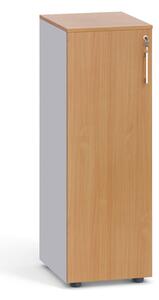 Nizká kancelářská skříň PRIMO, 1087 x 400 x 420 mm, šedá / buk