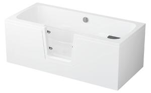 Vana s dvířky Polimat OVI 160x75 LEVÁ s bílým čelním krycím panelem + vanový sifon automat s přepadem VABPS-ZU 70