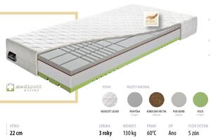 BENAB AUSTIN vysoká matrace s paměťovou pěnou a kokosem 100x200 cm Potah Medicott Silver 3D