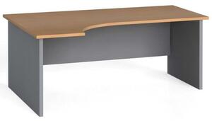 Rohový kancelářský pracovní stůl PRIMO FLEXI, 180 x 120 cm, šedá / buk, levý