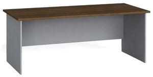 Kancelářský psací stůl PRIMO FLEXI, rovný 180 x 80 cm, šedá / ořech