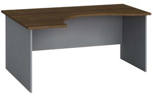 Ergonomický kancelářský pracovní stůl PRIMO FLEXI, 160 x 120 cm, šedá / ořech, levý