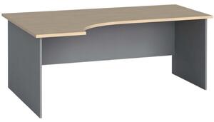Rohový kancelářský pracovní stůl PRIMO FLEXI, 180 x 120 cm, šedá / bříza, levý