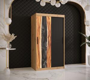 Šatní skříň Abi Zywica Barva korpusu: Dub - Artisan, Rozměry: 100 cm, Dveře: Zywica + černá