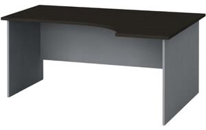 Rohový kancelářský pracovní stůl PRIMO FLEXI, 160 x 120 cm, šedá / wenge, pravý