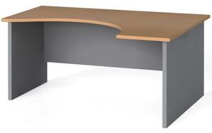 Ergonomický kancelářský pracovní stůl PRIMO, 1600 x 1200 mm, šedá / wenge, pravý