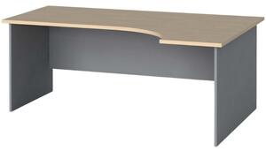 Rohový kancelářský pracovní stůl PRIMO FLEXI, 180 x 120 cm, šedá / bříza, pravý