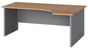 Rohový kancelářský pracovní stůl PRIMO FLEXI, 180 x 120 cm, šedá / buk, pravý