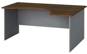 Ergonomický kancelářský pracovní stůl PRIMO, 160 x 120 cm, šedá / ořech, pravý
