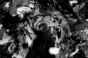 Obraz lví hlava v černobílém provedení