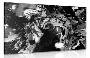 Obraz lví hlava v černobílém provedení