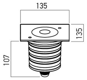Redo Chodníkové LED svítidlo XGROUND 25W, 135x135 mm, 230V, IP67 Barva světla: 4000K