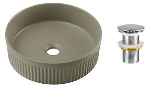 Comad Keramické umyvadlo na desku Beyond 36x36 olive green + výpusť Click-Clack, chrom