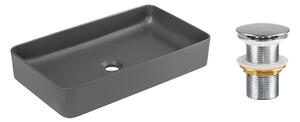 Comad Keramické umyvadlo na desku Beyond 61x34 šedé + výpusť Click-Clack, chrom