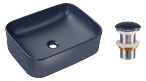 Comad Keramické umyvadlo na desku Kama 50x38 modrá + výpusť Click-Clack modrá
