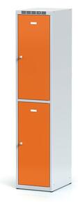 Alfa 3 Šatní skříňka s úložnými boxy, 2 boxy, oranžové dveře, otočný zámek