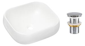 Comad Keramické umyvadlo na desku Nika 45x40 bílá + výpusť Click-Clack chrom