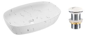 Comad Keramické umyvadlo na desku Megi 60x38 bílý mramor + výpusť Click-Clack bílý mramor