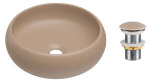 Comad Keramické umyvadlo na desku Wiki 36x36 cappuccino + výpusť Click-Clack cappuccino