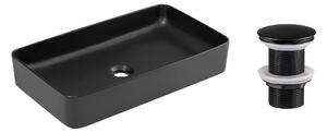 Comad Keramické umyvadlo na desku UM-SLIM 60 černé 61x34 + výpusť Click-Clack, černá