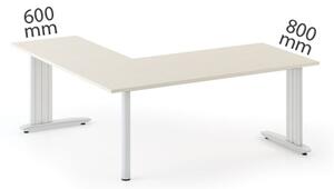 Rohový kancelářský psací stůl PRIMO FLEXIBLE 1800 x 1400 mm, bříza
