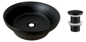 Comad Keramické umyvadlo na desku UN-MADA-MB 40x40 + výpusť Click-Clack, černá mat