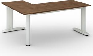 Rohový kancelářský psací stůl PRIMO FLEXIBLE L 1800 x 1400 mm, ořech