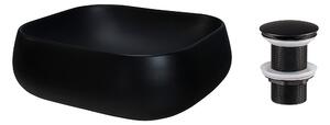Comad Keramické umyvadlo na desku UN-NIKA-MB 45x40 + výpusť Click-Clack, černá mat