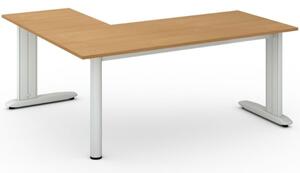 Rohový kancelářský psací stůl PRIMO FLEXIBLE, 1800 x 1600 mm, grafitová