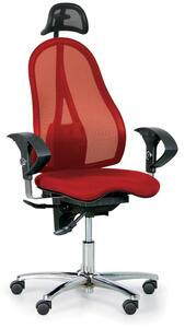 TOPSTAR Zdravotní balanční kancelářská židle EXETER NET s opěrkou hlavy, červená