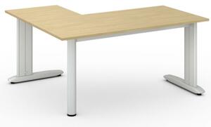 Rohový kancelářský psací stůl PRIMO FLEXIBLE L 1600 x 1400 mm, bříza