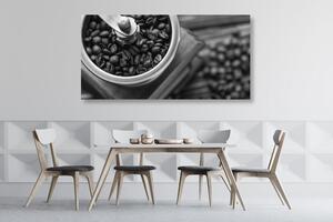 Obraz vintage mlýnek na kávu v černobílém provedení