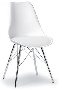 Plastová konferenční / jídelní židle s koženým sedákem CHRISTINE, bílá