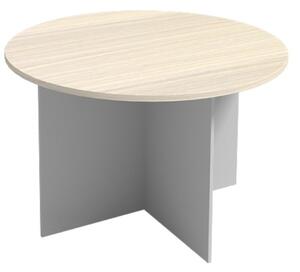 Jednací stůl s kulatou deskou PRIMO, průměr 1200 mm, šedá / bříza