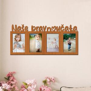 Dřevěný fotorámeček Naše pravnoučata Zvolte barvu dekoru: Třešeň | Rozměry (cm)grafie: 10x15 | Počet fotorámečků: 4