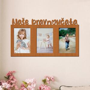 Dřevěný fotorámeček Naše pravnoučata Zvolte barvu dekoru: Třešeň | Rozměry (cm)grafie: 10x15 | Počet fotorámečků: 3