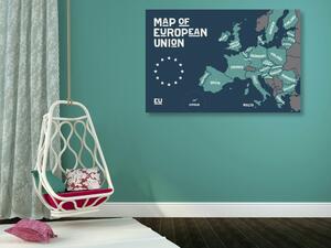 Obraz na korku naučná mapa s názvy zemí evropské unie