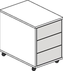 Kancelářský pojízdný kontejner LAYERS, 3 zásuvky, 400x600x575mm, bílá / šedá