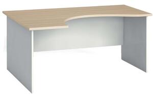 Ergonomický kancelářský pracovní stůl PRIMO FLEXI, 160 x 120 cm, bílá/dub přírodní, levý