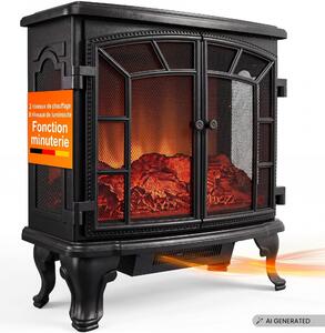 MONZANA® Elektrický krb s LED efektem plamenů, 2000 W, elektrický ventilátor, 2 stupně topení, dálkové ovládání, časovač, krb do obývacího pokoje, 70 x 36 x 66 cm, černý