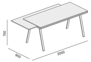 PLAN Kancelářský pracovní stůl LAYERS, výsuvná prostřední deska, 1700 mm, bílá / dub přírodní