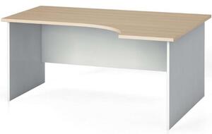 Rohový kancelářský pracovní stůl PRIMO FLEXI, 160 x 120 cm, bílá/dub přírodní, pravý